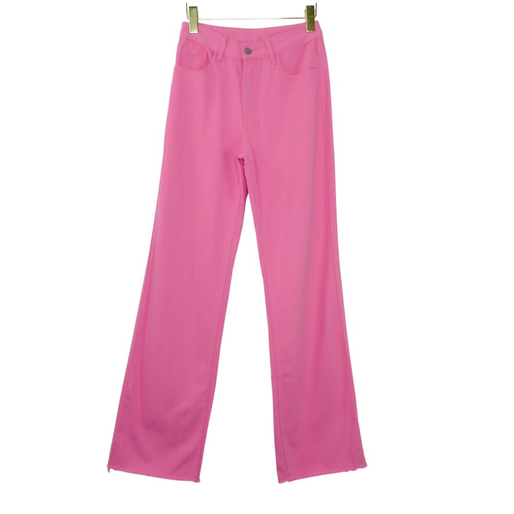 Shein High Rise Straight Leg Bubblegum Pink Wide Leg Jeans XS 25" - Picture 4 of 9